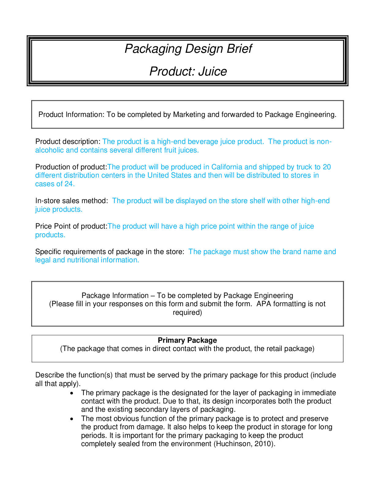 Preview image for Packaging Design Brief for juice products